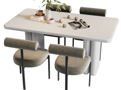 现代长方形餐桌椅组合