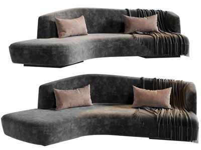 现代弧形多人沙发