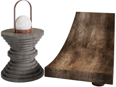 侘寂风躺椅、边几