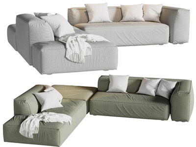 现代布艺拼接多人沙发