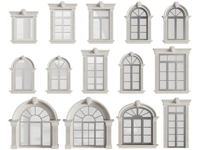 欧式拱形平开窗户