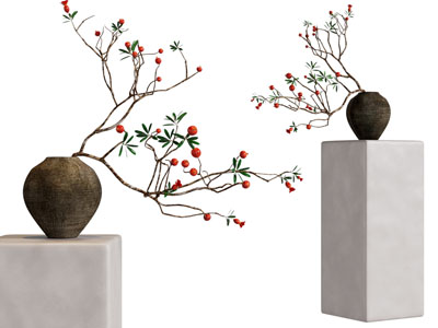 新中式陶艺花瓶花卉