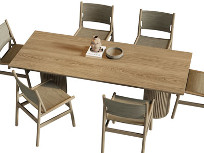 现代实木餐桌椅组合