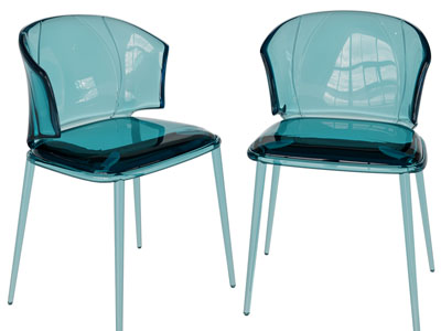 现代蓝色亚克力休闲椅子、餐椅