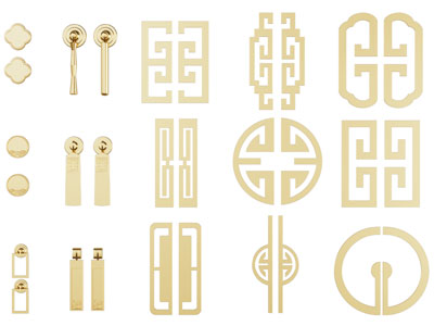 新中式门拉手3d模型 新中式门拉手