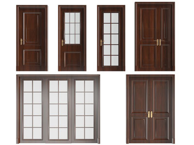 现代单扇、子母入户平开门、三扇推拉门