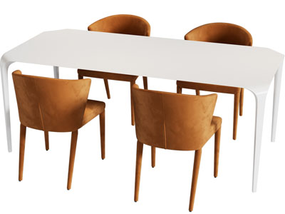 现代长方形餐桌椅组合