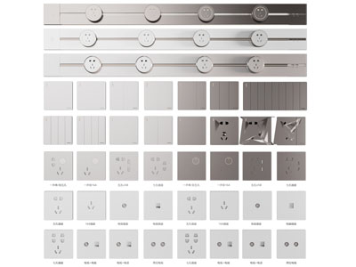 现代电视电脑插座、轨道插座3d模型 现代电视电脑插座、轨道插座