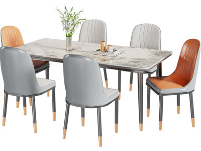 现代长方形餐桌椅组合