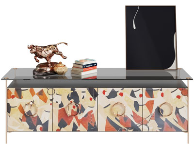 现代轻奢电视柜、摆件组合