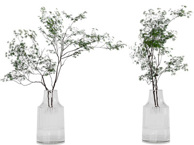 现代玻璃花瓶树枝摆件组合