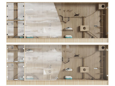 现代宠物猫爬架墙、猫屋