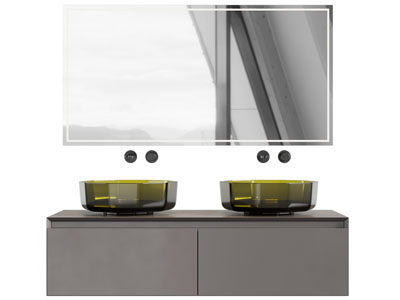 现代悬挂式双盆洗手台