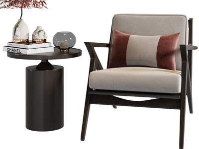 现代休闲椅子、边几