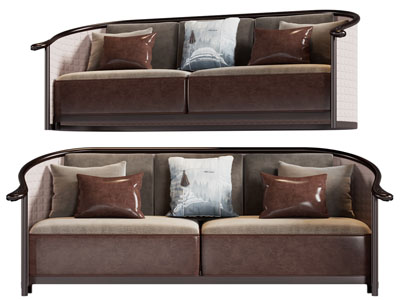 新中式双人沙发3d模型 新中式双人沙发