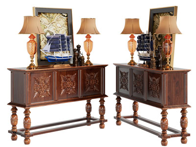 欧式实木雕花玄关柜、边柜