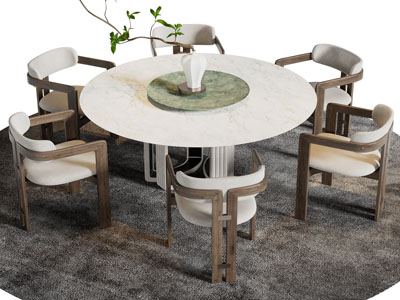 现代圆形餐桌椅组合