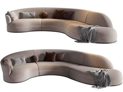 现代弧形多人沙发