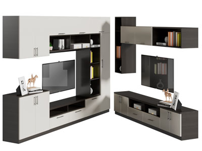 现代电视柜、电视背景墙