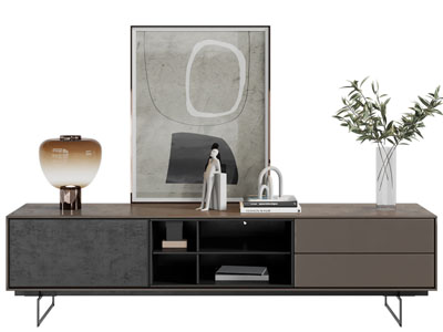 现代电视柜、摆件组合