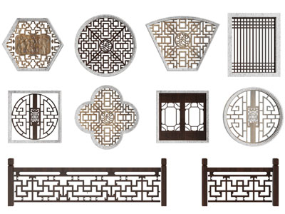 新中式镂花窗、花格