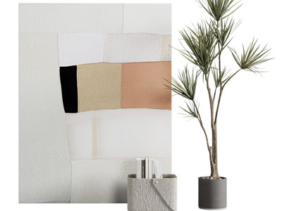 现代装饰地画、盆栽植物