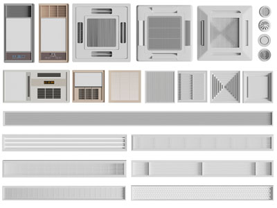现代空调出风口、暖风扇3d模型 现代空调出风口、暖风扇
