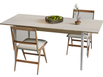 现代长方形餐桌椅组合