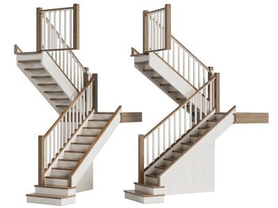 现代实木扶手旋转楼梯3d模型 现代实木扶手旋转楼梯