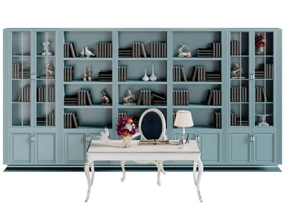 欧式书柜、书桌椅组合