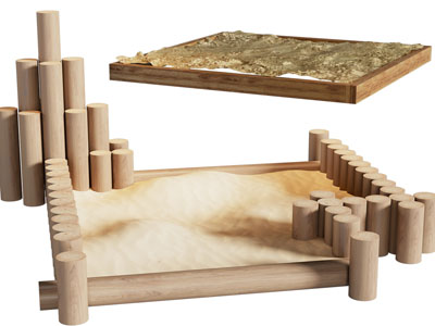 现代实木边框的沙堆、儿童沙土游乐设备3d模型 现代实木边框的沙堆、儿童沙土游乐设备