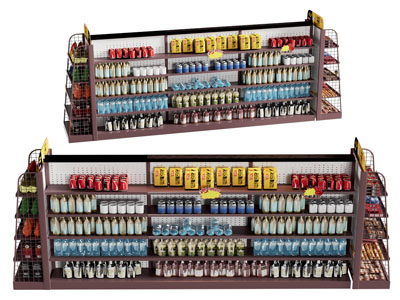 工业风loft饮料、零食货架、展柜3d模型 工业风loft饮料、零食货架、展柜