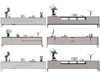 现代电视柜、摆件组合