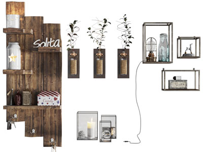 工业风loft墙面实木收纳架挂件