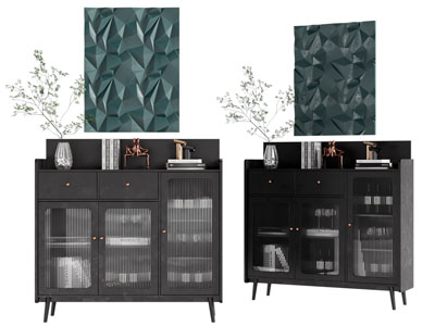 北欧玻璃柜门的餐边柜