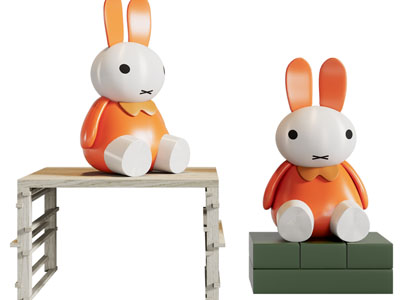 现代兔子雕塑雕刻摆件组合