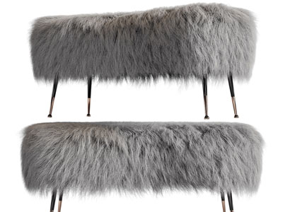 现代长方形皮草沙发凳