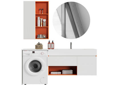 现代阳台洗衣机收纳柜