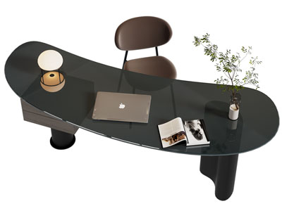 现代弧形书桌椅组合