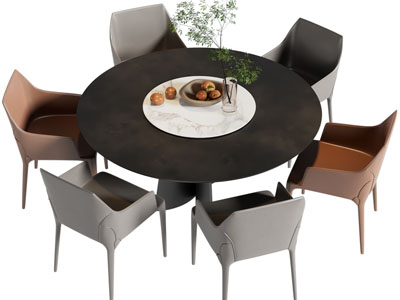 现代圆形餐桌椅组合