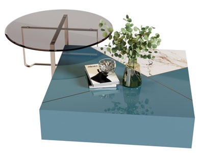 现代方形圆形茶几组合3d模型 现代方形圆形茶几组合