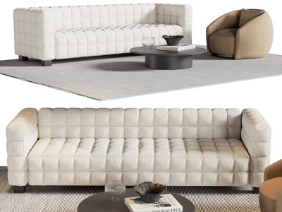 现代多人、单人沙发和茶几组合