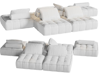 现代双向布艺多人沙发