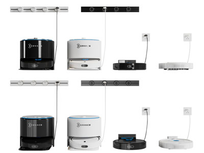 现代正在充电的智能扫地机