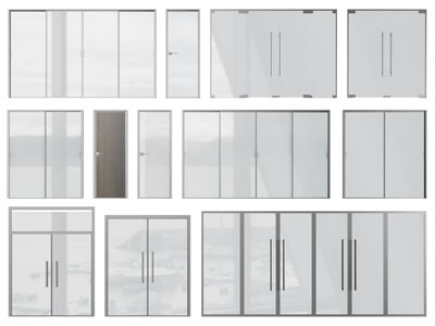 现代玻璃平开门、推拉门