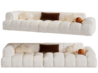 现代布艺多人沙发