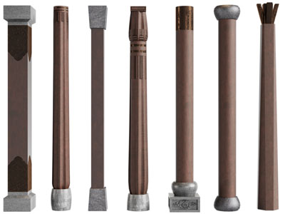 新中式方形、圆形柱子3d模型 新中式方形、圆形柱子