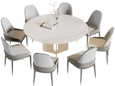 现代圆形餐桌椅组合