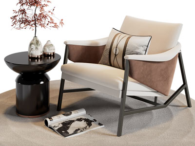 新中式休闲椅子、边几