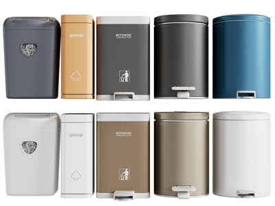 现代金属垃圾桶3d模型 现代金属垃圾桶